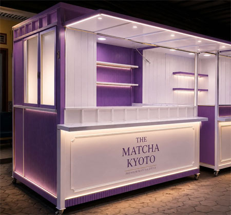 Interior booth container cafe UMKM modern