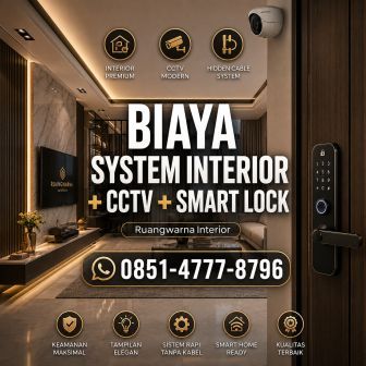 Biaya system interior CCTV dan smart lock rumah modern minimalis