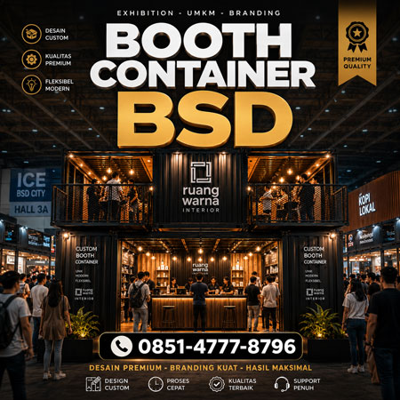 Booth container modern BSD untuk exhibition dan branding UMKM oleh RuangWarna Interior