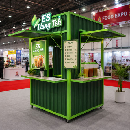 Booth container F&B modern Jakarta Timur desain food and beverage UMKM