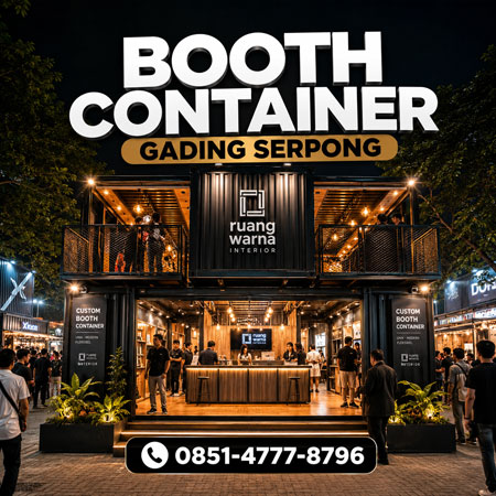 Booth container modern Gading Serpong untuk exhibition dan UMKM oleh RuangWarna Interior