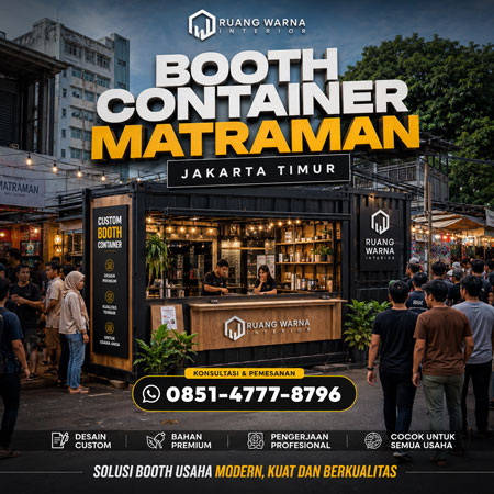 Booth Container Matraman Jakarta Timur modern custom untuk UMKM dan branding usaha oleh Ruang Warna Interior