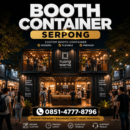 Booth container modern Serpong untuk exhibition dan branding UMKM oleh RuangWarna Interior
