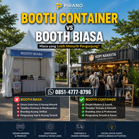 Perbandingan booth container modern dan booth biasa di event outdoor Jakarta Timur