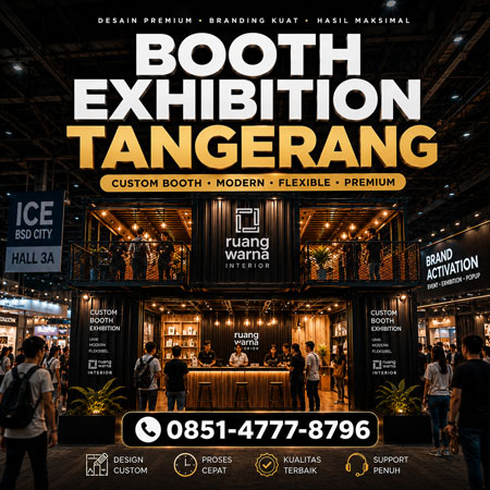 Booth exhibition modern Tangerang untuk event dan brand activation oleh RuangWarna Interior