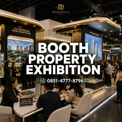 Booth property exhibition modern dan profesional untuk pameran properti di Jabodetabek oleh Ruangwarna Interior