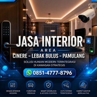 Interior rumah modern Cinere Lebak Bulus Pamulang dengan desain elegan dan sistem smart home