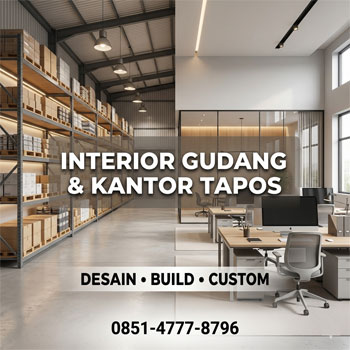 Interior gudang dan kantor modern di Tapos Depok dengan desain terintegrasi
