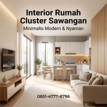 Interior rumah cluster modern minimalis di Sawangan Depok dengan desain open space