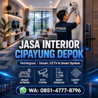 Interior rumah Cipayung Depok dengan sistem CCTV dan smart doorlock terintegrasi
