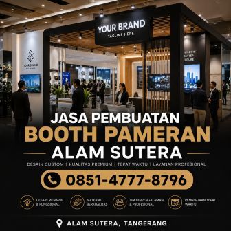 Jasa pembuatan booth pameran Alam Sutera custom profesional untuk event dan exhibition commercial premium Tangerang