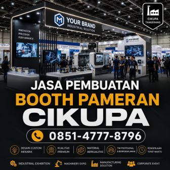 Jasa pembuatan booth pameran Cikupa custom profesional untuk industrial exhibition dan machinery expo Tangerang