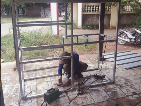 Kerangka booth jualan custom proses produksi