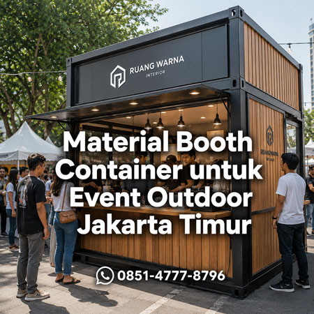 Material booth container outdoor Jakarta Timur desain modern custom Ruang Warna Interior
