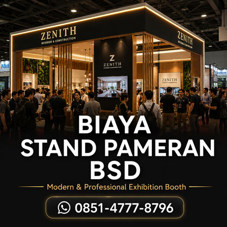 Rincian biaya pembuatan stand pameran di BSD Tangerang untuk booth exhibition modern dan custom premium