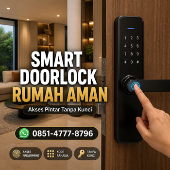Smart doorlock modern pada pintu rumah minimalis