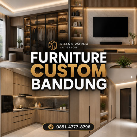 Furniture Custom Bandung minimalis modern dengan lemari custom, backdrop TV dan kitchen set LED karya Ruang Warna Interior.