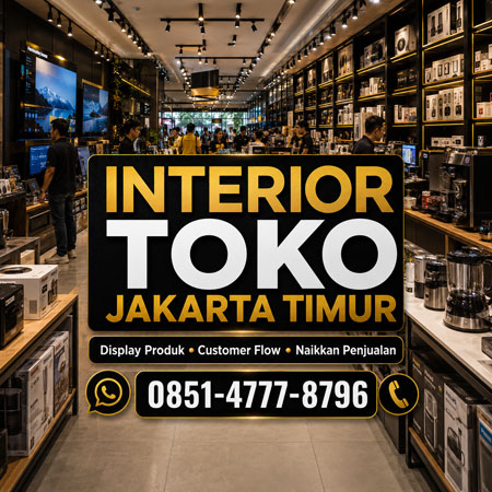Interior Toko Jakarta Timur dengan display produk modern untuk meningkatkan penjualan dan customer flow toko retail