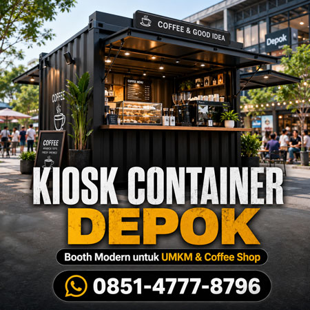 Kiosk container Depok modern untuk UMKM coffee shop dan booth bazaar custom RuangWarna Interior