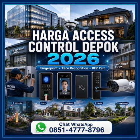 Harga Access Control Depok 2026 menggunakan Fingerprint, Face Recognition dan RFID Card untuk rumah, kantor, klinik, gudang dan sekolah oleh Ruang Warna Interior.