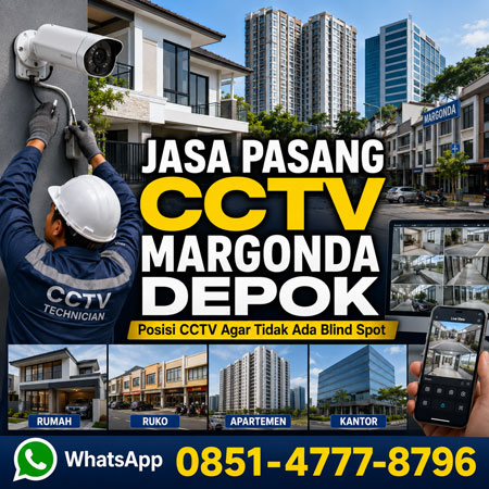 Jasa Pasang CCTV Margonda Depok dengan posisi kamera yang tepat agar tidak ada blind spot untuk rumah, ruko, apartemen, dan kantor.